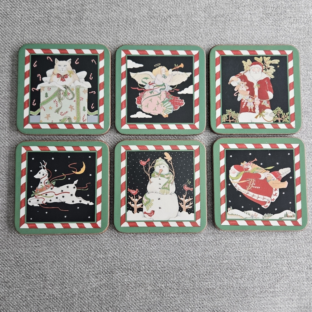 Pimpernel England Vintage Candy Sticks Set Of 6 Cork Backed Coasters
